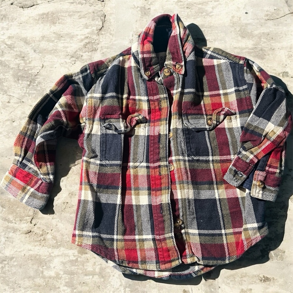 Merona Red and Black Plaid Button Down Shirt #370